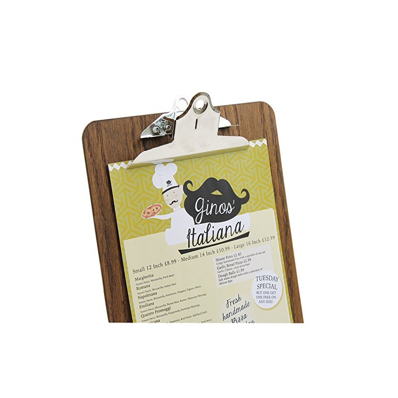 Chalkboards UK Premium Clip Board, Wood, Dark Oak, 34 x