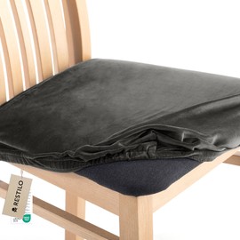 RESTILO Stuhlbezug Sitzfläche für Stühle, Geschlossen Hinten, Abnehmbares Waschbares Sitzkissen Husse Esszimmerstuhl, Stretch Sitzschutzbezug für Zuhause Esszimmer Restaurant Hotel, Sento Stahl