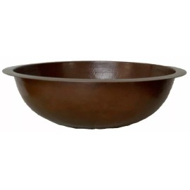 Unbranded CPS08 18" Round Copper Bathroom Sink Mexican Hand Hammered Dual Mount Brown