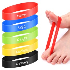 5Pcs Toe Stretcher Bands Bunion Correction Toe Exercise Strap Portable Loop Resistance Bands for Stretching (5 Weights, Multiple Colors)