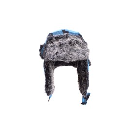 Unisex Winter Trapper Hats with Ear Warmers Russian Faux-Fur Hat Trapper Hat for Men Lumberjack Hat (Blue and Black Plaid)
