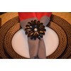 Vibhsa Handcrafted Flower Napkin Rings (Set of 4, Black)