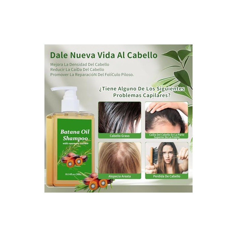 Batana Oil Shampoo, Batana Shampoo with Rosemary Extract, Champú De