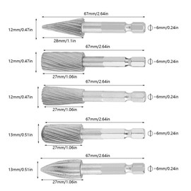 Atyhao Rotary File 1/4" Hex Shank for Carpentry Carbide Bar Router Bit Carbide Drill Polishing Tungsten Bar Set of 4 Carbide Bar Deburring Cutter for Carving, Grinding, Tungsten Machined Rotary Bar