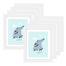 FrameWorks 8-Pack 10x12.5 White Wooden Kids Art Frame with Magnetic Door – Display for 3D Artwork, Photos, Crafts – Gallery Style Edges Wall Decor for Home, Playroom, Easy Access Frame for Creativity