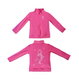 JoyCan Traje de entrenamiento profesional de patinaje artístico sobre hielo, traje de patinaje para niños, color azul, Rosado, 8-10 Años