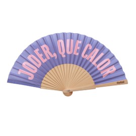 I-TOTAL® - Fan for Summer in Wood and Canvas - Modern and Fun Size: 42 x 23 cm (JODER QUE CALOR)