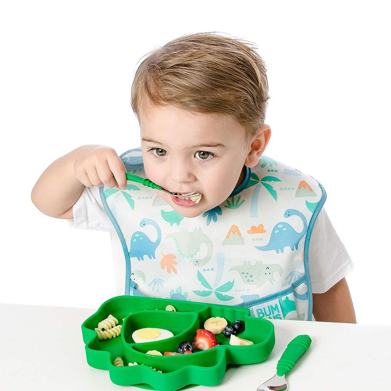 Bumkins Toddler Utensils, Kids Size Fork and Spoon Set, Silicone