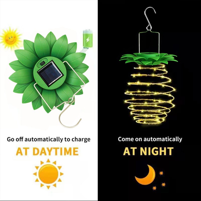 4Pack Solar Pineapple Lights Outdoor,60LED , Waterproof Hanging Pineapple Lanterns,