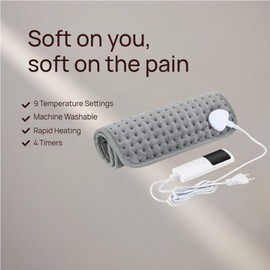 Heating Pad–9 Heat Levels up to 165°F & 4 Auto-Off Timers | PTC Smart Control, Enhanced Safety, 3-Second Ultra-Fast Heating | Machine-Washable for Back Pain, Period Cramps & Muscle Tension (12"x24"