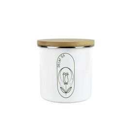 Purely Home Boho Minimalist Decaf Tea Storage Canister - Simplistic Floral Kitchen Decor Gift - Metal/Enamel Hot Drinks Storage Container