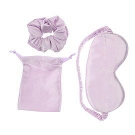 Mikinona Faux Silk Sleep Mask Set with Adjustable Strap Blackout Eye Shades for Complete Darkness for Travel with Hair Tie and Luxurious Travel Bag