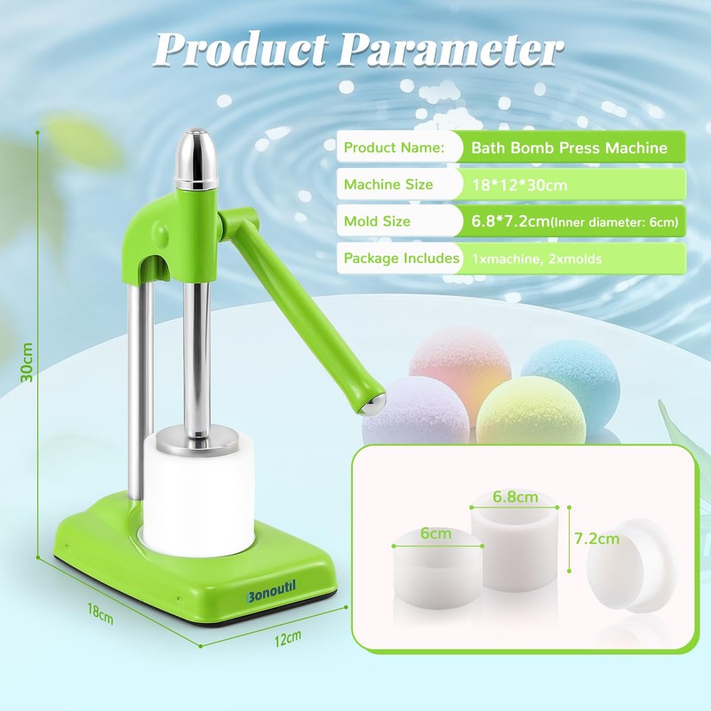 Bonoutil Bath Bomb Press Machine-2 Molds Easy Press Bath Bomb