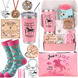 Elefama Horse Gifts for Girls Teens Women Horse Lovers Tumbler Cup Bracelet Necklace Socks 10PCS Horses Stuff Cool Boxes Set for Daughter Granddaughter Kids Christmas Birthday Back to School Presents