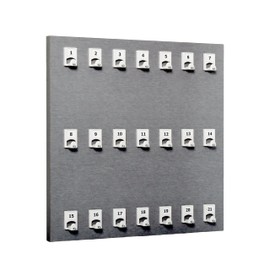 International Stand Company Large Space Key Rack, #21PSE, 21 Numbered Hooks with Extra Space for Large Key Chains and Hidden Wall Hanger (Made in USA)