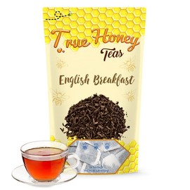 True Honey English Breakfast Tea Bags - Honey Crystals Blended in Every Sachet - Strong Antioxidant Support - All Natural Organic Herbal Caffeinated Free Tea Bag 24 Count