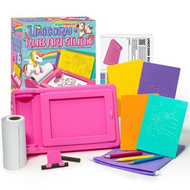 KidzMaker Unicorn Rub Art Studio, Arts and Crafts Kit to Create The Perfect Unicorn Art, 8 Metre Long Paper Scroll, Rub Over Art Kit for Boys and Girls Ages 4-10 Years, Pink