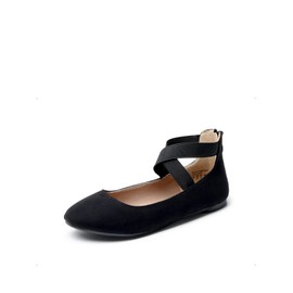 DREAM PAIRS Women's Comfortable Ballet Flats Fashion Flat Shoes with Ankle Wrap and Elastic Cross Straps, black