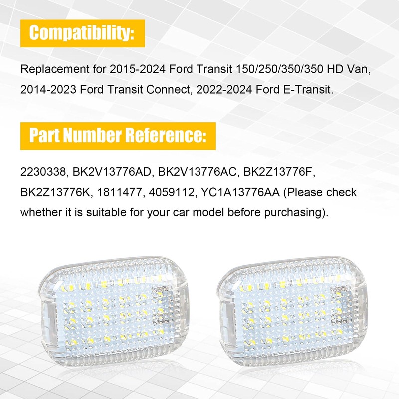 2Pcs Van Cargo Room LED Lights, Replacement for 2015-2024 Ford
