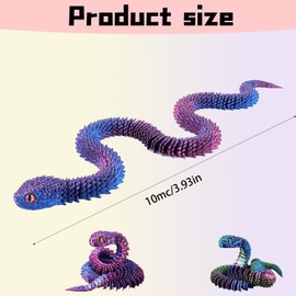 GegXcn 2Pcs 3D Printed Snake Decor,Stress Relief Fidget Toy for Home & Office Desk, 3d Printed Snake Collectable Animals Decor Executive Desk Toys