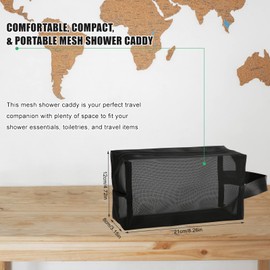 LUTER Black Mesh Shower Bag, Mesh Shower Bag with Zip, Small with Carry Handles for Hanging, Practical for Travel, Bathroom, Cosmetic Organiser, black