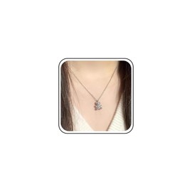 Xduargs Boho Crystal Bear Necklace Choker Cute Rhinestone Bear Pendant Necklace Silver Cubic Zirconia Bear Choker Necklace Vintage Full Cz Bear Chain Necklace Jewelry for Women