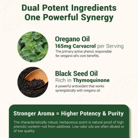 vivcmin Oregano Oil, 300 Softgels, 6000mg Oil of Oregano with Black Seed Oil for Immune & Digestive Support, aceite de Oregano with High Carvacrol & Thymoquinone, Non-GMO | 150 Days Supply