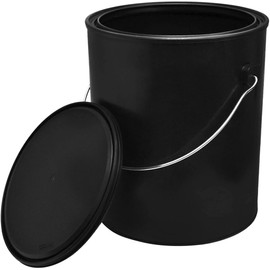 hBARSCI Plastic Paint Can (Black) - 1 Gallon Bucket w/Lid & Handle - Triple Lock Airtight Seal - Touchdown Bucket, Small Pail - Made from 100% USA Recycled Polypropylene Plastic