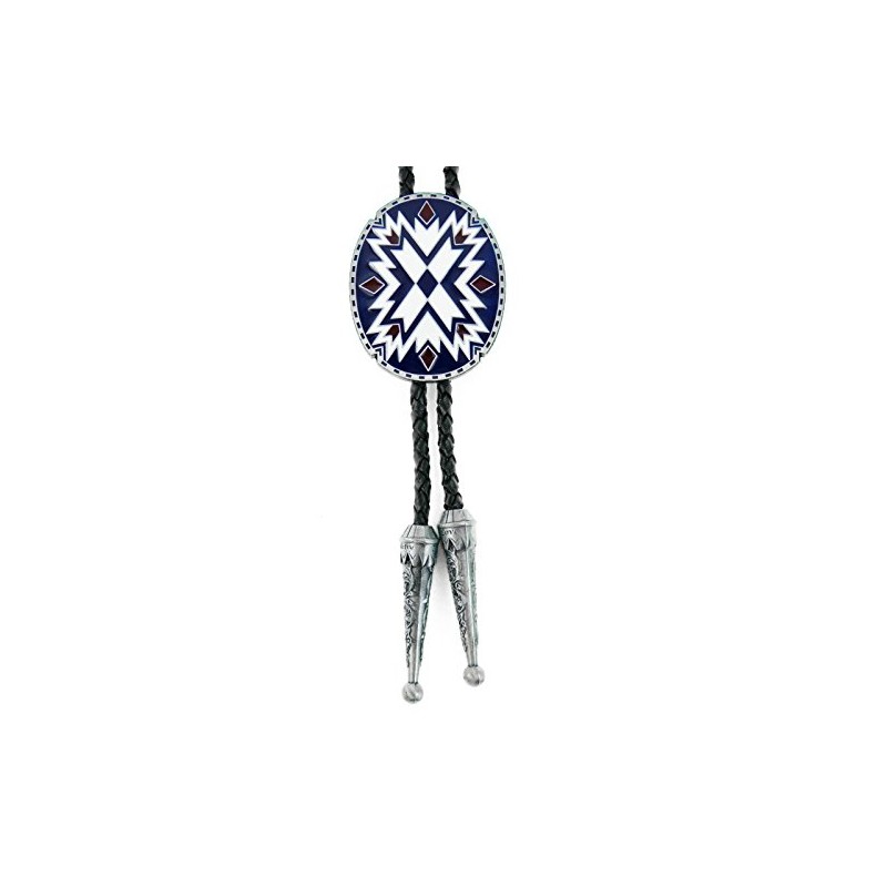 AW-Collection Bolo Tie Western Tie Indian Ornament Leather Cord Adjustable