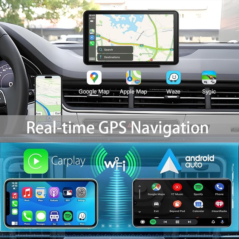 Wireless Carplay Screen for Car 7" Portable Apple Carplay &