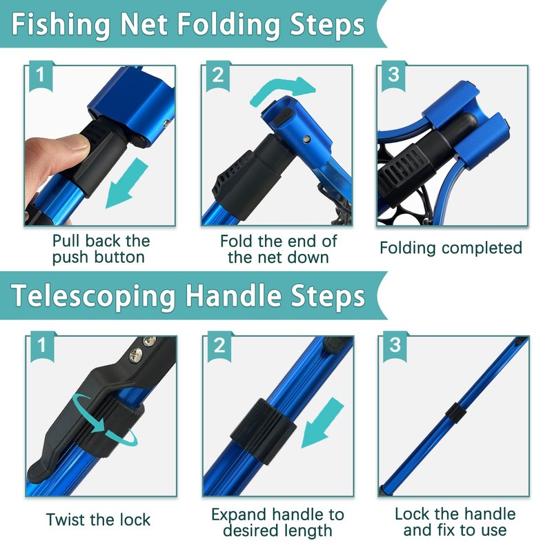 Fishing net (Retractable 11.81, Blue, 48in)