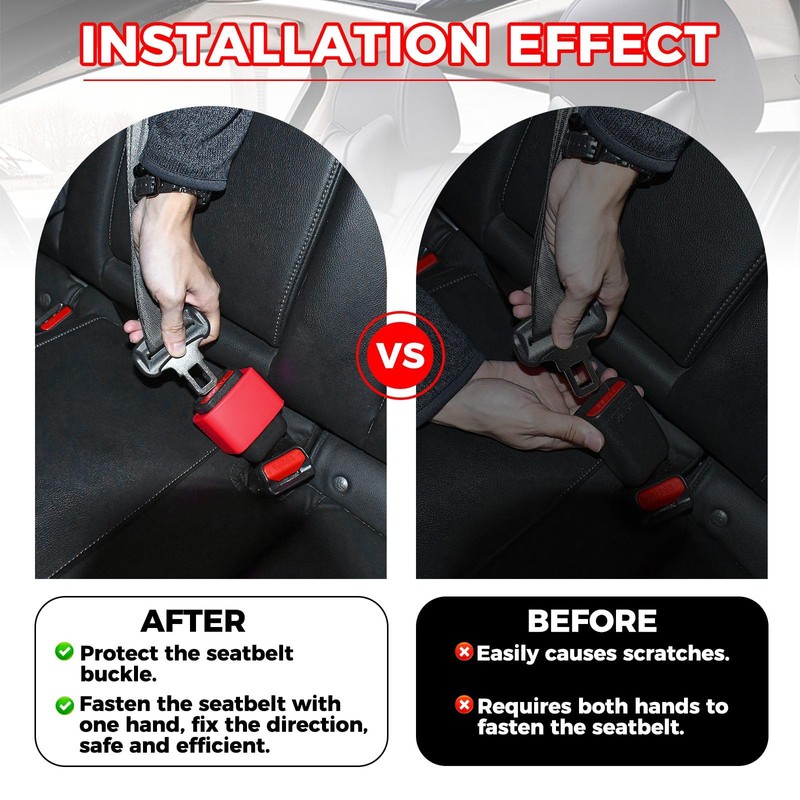JSCARLIFE Seat Belt Buckle Holder 2 Pack, Universal Silicone Rear