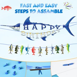 WERNNSAI Fishing Birthday Party Banner - Gone Fishing Birthday Banner for Men Boys Fish Bunting Fisherman Fishing Lovers Birthday Party Decorations Background Haning Decor