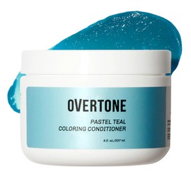 Overtone Color Depositing Semi-Permanent Hair Dye Conditioner - 8 oz For Natural & Color-Treated Hair, Moisturizing Shea Butter & Coconut Oil - Vegan & Cruelty-Free, Pastel Teal