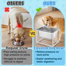 3 Gallons Elevated Dog Water Bowl - 11.5'' H Sturdy Stainless Steel Raised Dog Bowl with Stand for Extra Large Dogs Relief Joint Pressure, Easy to Clean Assemble for Indoor Outdoor