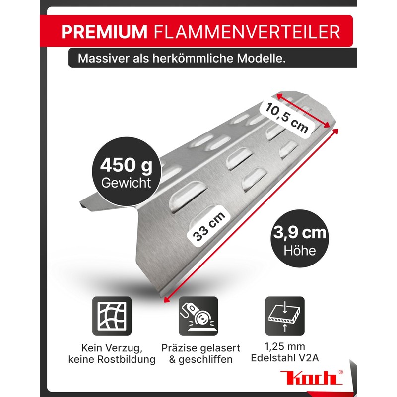 Koch #30 Rustproof Flame Distributor 330 x 105 mm for