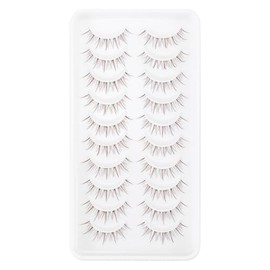 10 Pares de Pestañas Marrones con Banda Transparente, Estilo Manga, para Cosplay de Anime Japonés, Pestañas Postizas Asiáticas de Aspecto Natural Como Grupos Individuales(A15-Banda Transparent