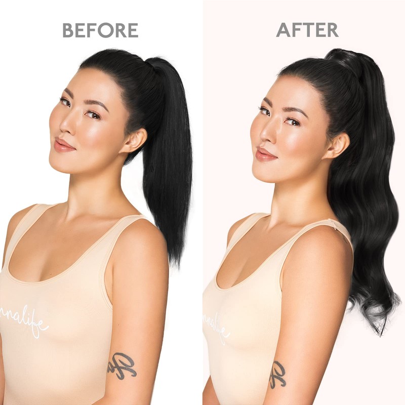 WENNALIFE Ponytail Extension, 45 cm, 80 g, Deep Black Ponytail