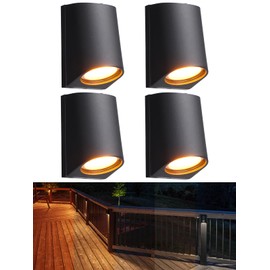 LEONLITE 5CCT Low Voltage Fence Lights, 3 inch 3W LED Deck Lights, 12-24V AC/DC Landscape Step Railing Light, CRI90, 1800K/2700K/3000K/4000K/5000K, IP65, UL Listed Cord, Black, Aluminum, Pack of 4