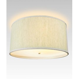 Moderne Flush Mount Conversion Kit 18" w Textured Oatmeal Shallow Drum Lampshade