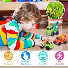 Toddler Cars Toys for 2 3 4 Year Old Boy, 3 in 1 Dump Truck Mixer Cement and Crane Toys for Baby Boy Girls, BPA Free, Phthalates Free, PVC, Outdoor Toys for Toddlers 2-4, Kids Christmas Birthday Gifts