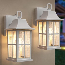 Lawyettle Modern Outdoor Wall Lights 2 Pack, Dusk to Dawn Outdoor Lighting, Exterior Wall Lantern Waterproof Porch Light, Outside Light for House, Garage, Patio, White