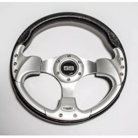 Huskey 12.5 Inch Silver Steering Wheel For Club Car DS Gas & Electric Golf Cart