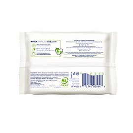 NIVEA 3in1 Caring Cleansing Wipes for Face and Eyes, Effective as a Waterproof Makeup Remover, Gentle Facial Cleanser for Dry and Sensitive Skin, 40 Ct
