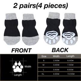DHWEKU Indoor Non-Slip Socks for Dogs, Dog Socks, Non-Slip Socks, Dog, Soft Pet Protection, Improve Your Dog's Grip, 2 Pairs, Black (L)