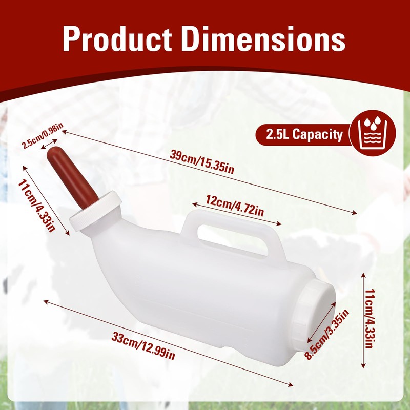 Calf Bottle 2.6 Quart Horizontal Calf Milk Feeding Bottle with