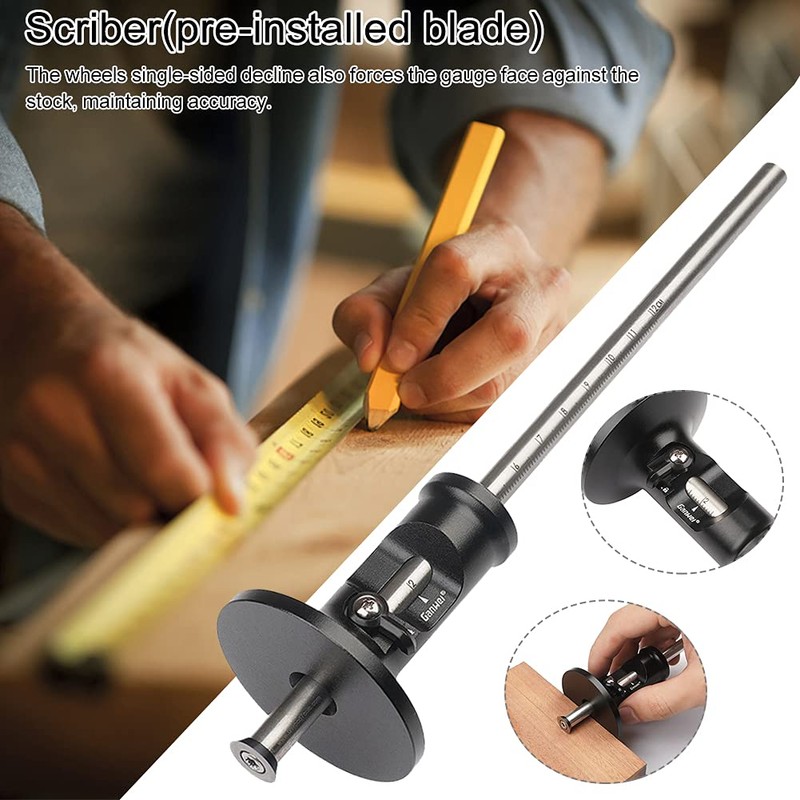 Woodworking Marking Gauge, Micro Adjustable Wheel Woodworking Scriber Fine DIY