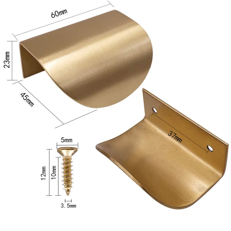 Oneyijun 2 Pcs Leaf Shape Cabinet Drawer Wardrobe Door Brass