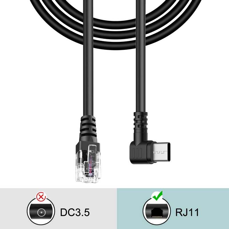 SYGGDERS USB-C to RJ11 Power Cord, Radar Detector Cable, for