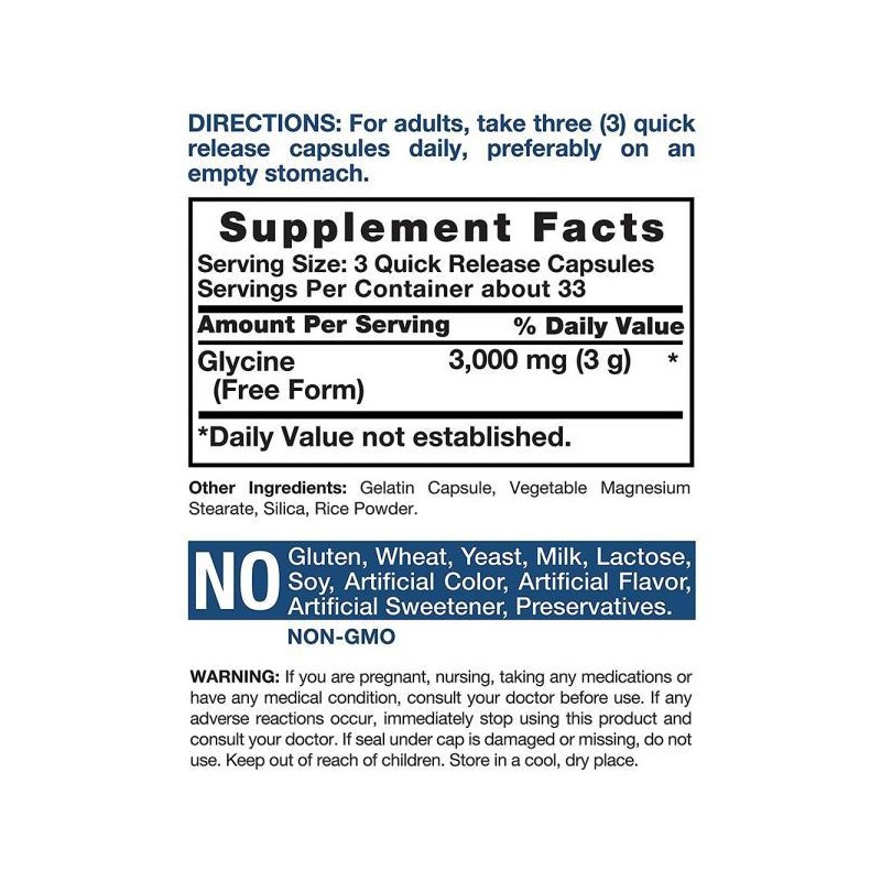 글리신 아미노산 3000mg 100캡슐 Horbaach Glycine Amino Acid 3000mg 100